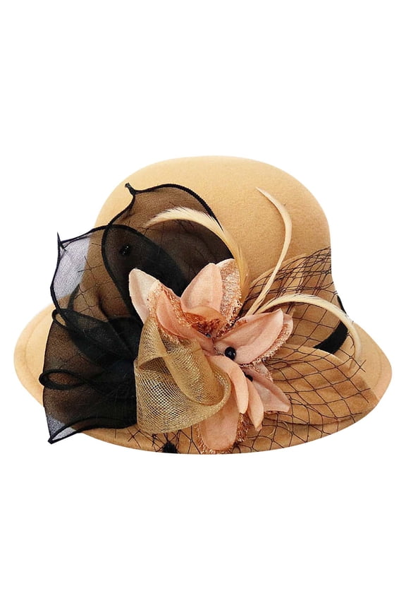Bucket Hats CQXIDFH Women Big Flower Sunshade Hat, Breathable Lightweight Sunscreen Headwear for Travel Beach Vacation, Visor Hat (Khaki, One Size)