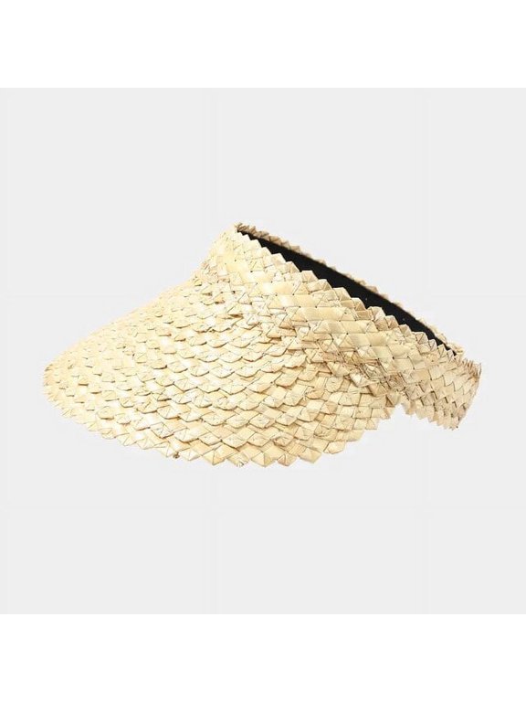 Women Handmade Raffia Straw Hat Sun Visor Hat Sunscreen Lady Holiday Beach UV Protection Topless Stab Fashion Panama Hat