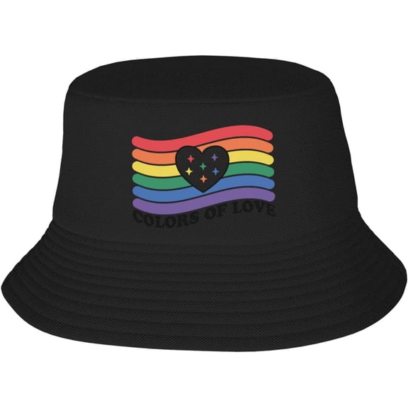 Bucket Hats Fashion Sun Cap Packable Outdoor Fisherman Hat for Women and Men LGBTQ Pride Month Colors Art Bucket Hats