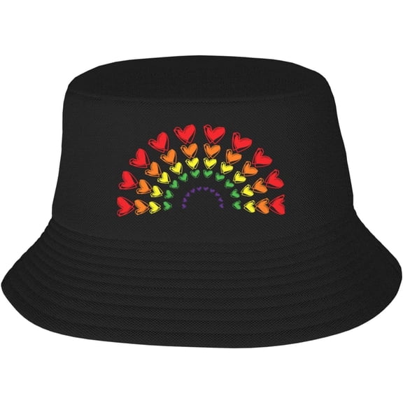 Bucket Hats Fashion Sun Cap Packable Outdoor Fisherman Hat for Women and Men Pride Heart Bucket Hats
