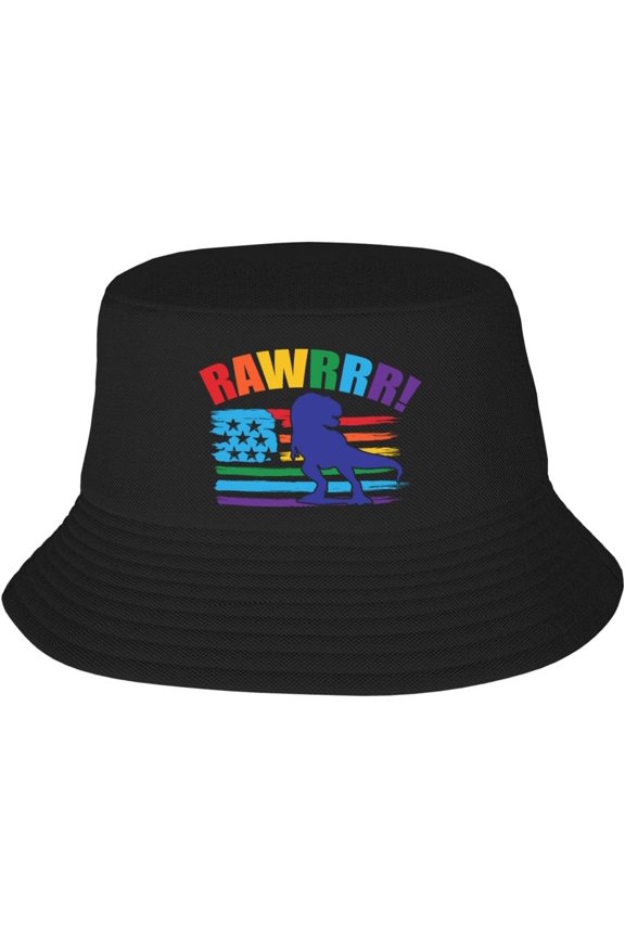 Bucket Hats Fashion Sun Cap Packable Outdoor Fisherman Hat for Women and Men Pride Rex Dinosaur Bucket Hats