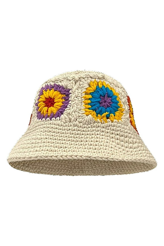 Bucket Hats For Men Women Crochet Knit Cap Handmade Foldable Floppy Beach Hat Fashion Cute Striped Floral Fishing Hats