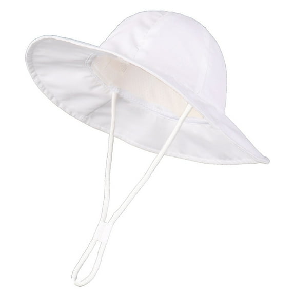 Bucket Hats Kids Upf 50+ Outdoor Adjustable Toddler Beach Hat With Wide Brim Bucket Hats Girls Sun Hat White 6 Months-12 Months