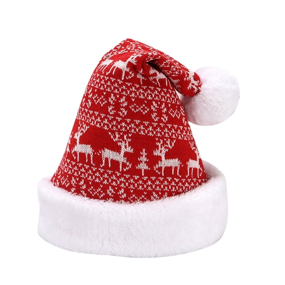 Bucket Hats Knitted Thick Hat For Adults Warm Santa Hat For Holiday Festivities Red