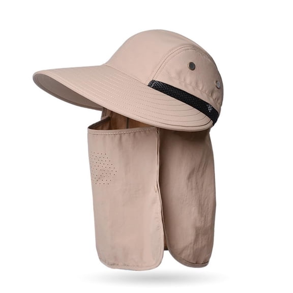 Bucket Hats for Men with Hat Clip, Unisex Wide Brim UV Protection Outdoor Hat with Face Cover, Foldable Outdoor Sun Bank Visor Cap for Golf, Fishing, Camping, Mocha