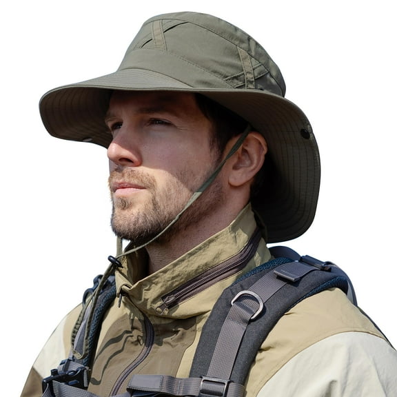 Bucket Hats for Men, Sun Hat for Men, Fishing Hats for Men, Summer Sun Visor Fishing Hat for Men, Outdoor Big Wide Brimmed Fisherman's Mesh Hat, Army Green