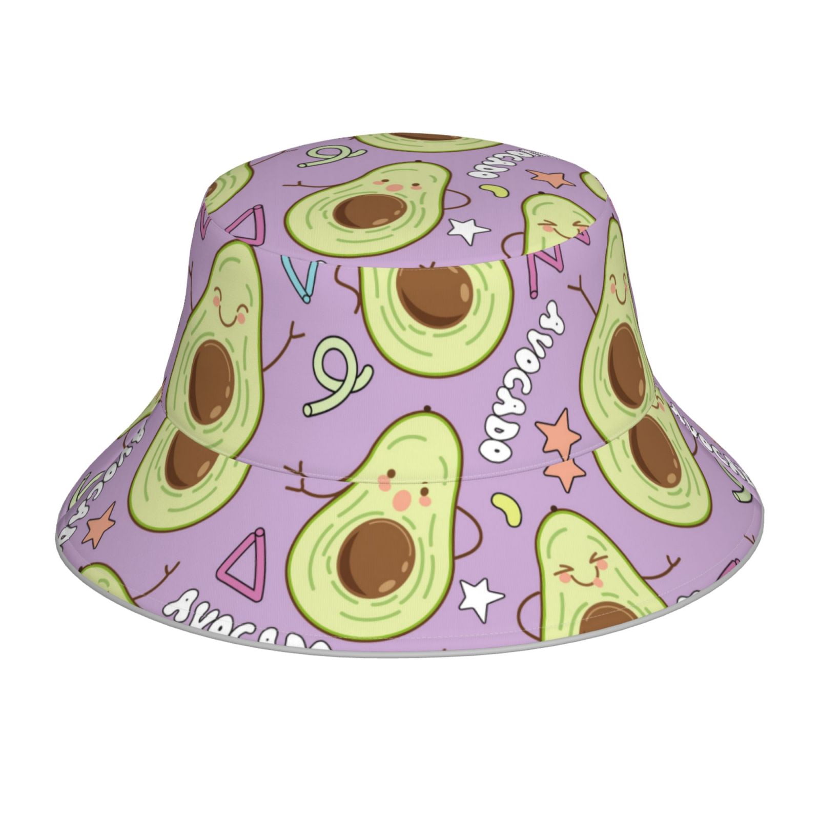 Bucket Hats for Men Woman - Cute Avocado Star Purple Reversible ...