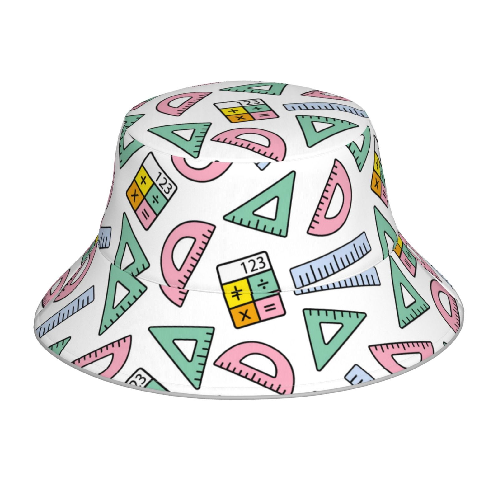 Hat Ruler Bucket Hats for Men Woman - Math ruler Print colorful Reversible ...