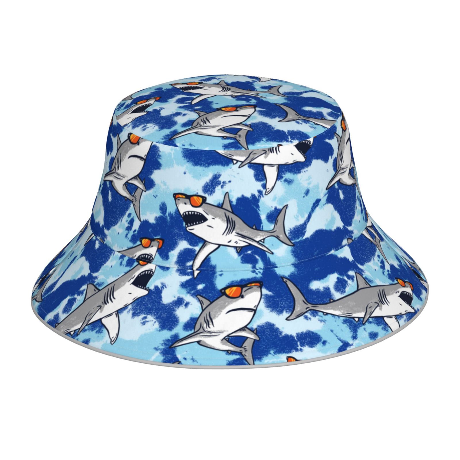 Bucket Hats for Men Woman - Spectacled Great White Shark Reversible ...