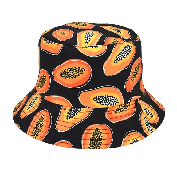 Bucket Hats Papaya Print Fisherman's Border Outdoor Outing Summer Trend Basin Hat Caps Gifts