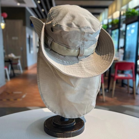 Bucket Hats Product Title Boonie Hat With Neck Cover Sun Wide Brim Garden Cap for Outdoor Leisure and Sports, Khaki, One Size