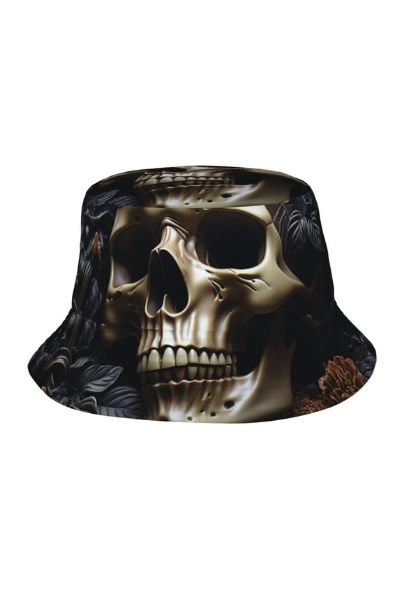 Bucket Hats Travel Beach Sun Unisex Packable Fisherman Cap for Women Men , Death Skull Gothic Art Black
