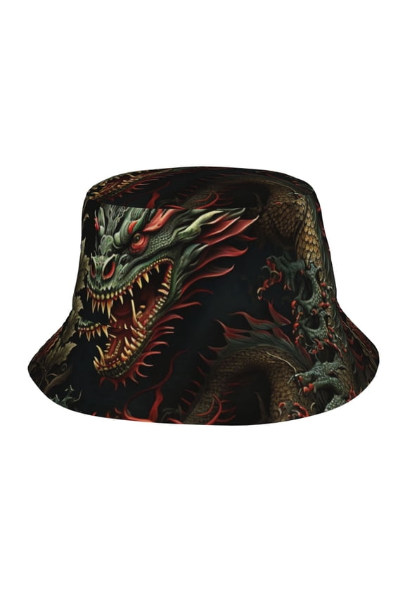 Bucket Hats Travel Beach Sun Unisex Packable Fisherman Cap for Women Men , Dragon Chinese Style Chinoiserie Art Cool