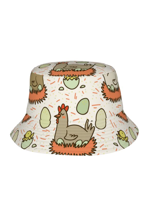 Bucket Hats Travel Beach Sun Unisex Packable Fisherman Cap for Women Men , Funny Chicken Egg Cute Farm