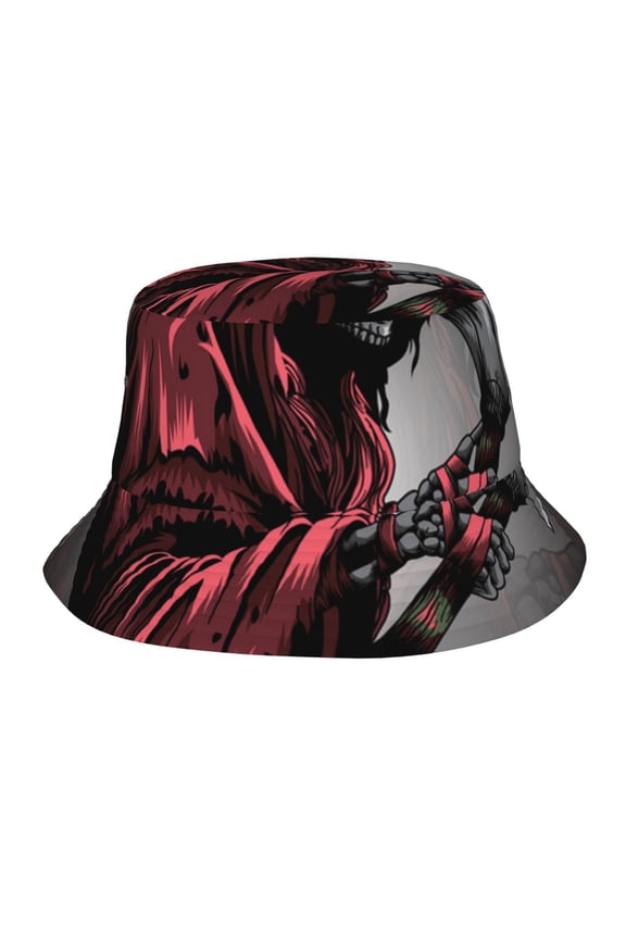 Bucket Hats Travel Beach Sun Unisex Packable Fisherman Cap for Women Men , Gothic Death Skull Grim Reaper