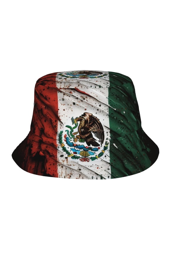 Bucket Hats Travel Beach Sun Unisex Packable Fisherman Cap for Women Men , Mexican Flag Cool Vintage