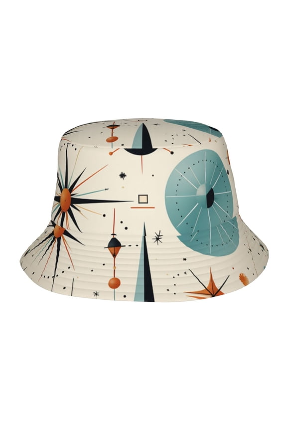 Bucket Hats Travel Beach Sun Unisex Packable Fisherman Cap for Women Men , Star Retro Mid Century Vintage Atomic Art