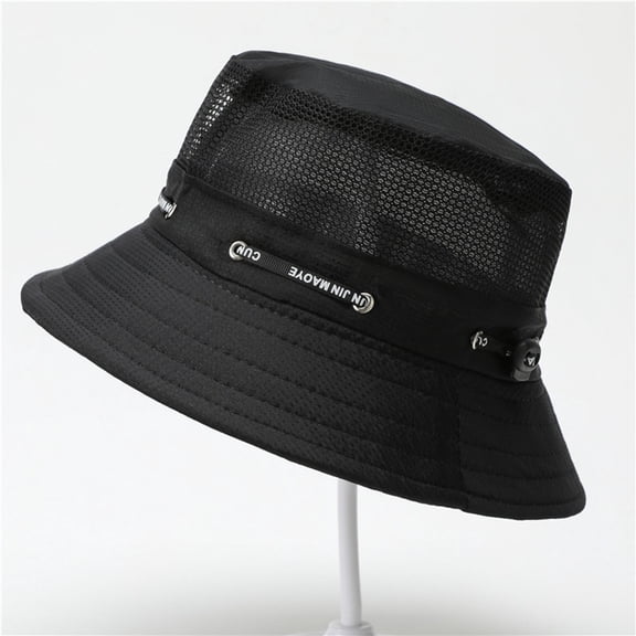 Bucket-Hats for Men Breathable Hollow-Out Sun Protection Wide-Brim Fisherman Cap Mens Casual Solid Color Lightweight Hiking Fishing Hat