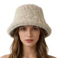 thumbnail image 1 of Bucket Hats for Men Fall Fashion Must Have Faux Fur Fuzzy Fleece Cozy Cold Weather Warm Women's Hats & Caps Beige, 1 of 7