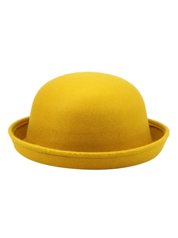 Bucket Hats for Women Elegant Adults Solid Hat Roll Up Brim Panama Bowler Hat Bucket Hat Classic Wool Round Bowler Hats Cap Hats