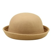 Bucket Hats for Women Elegant Adults Solid Hat Roll Up Brim Panama Bowler Hat Bucket Hat Classic Wool Round Bowler Hats Cap Hats