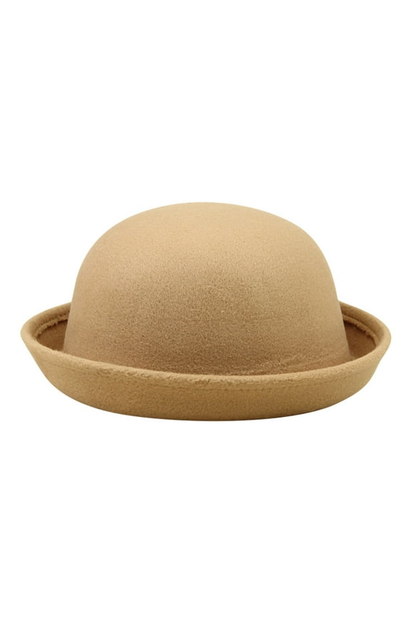 Bucket Hats for Women Elegant Adults Solid Hat Roll Up Brim Panama Bowler Hat Bucket Hat Classic Wool Round Bowler Hats Cap Hats