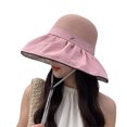 thumbnail image 1 of Bucket Hats for Women Sun Beach Hat Teens Girls Wide Brim Breathable Knitted Contrast Color Pleated Summer Fisherman's Caps, 1 of 8