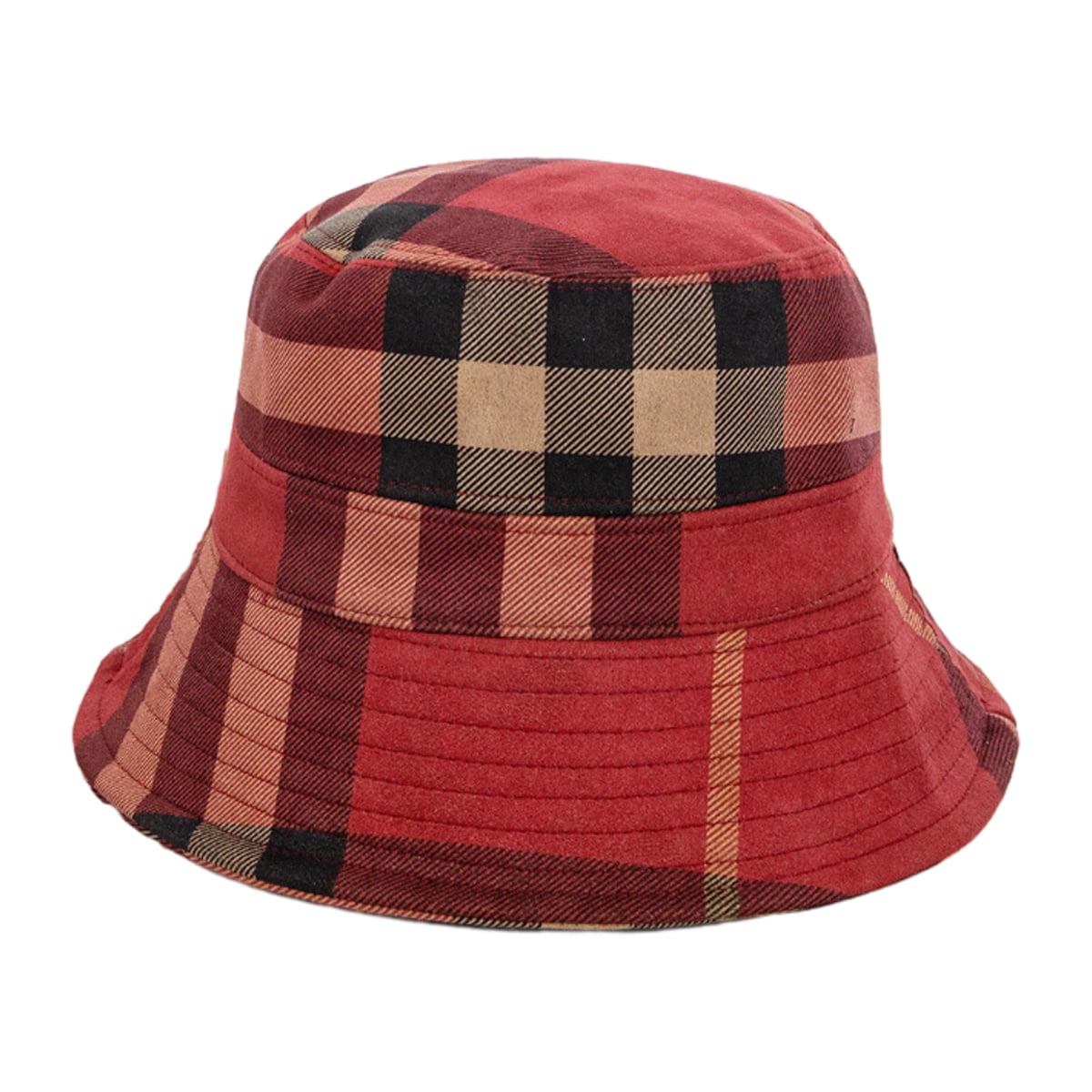 Reversible Plaid Wide Brim Sun Hat UPF 50+ Bucket Hat for Travel Beach Fishing Beige Plaid Tartan Checkered Bucket Hat for Women Men Sun  main image 2