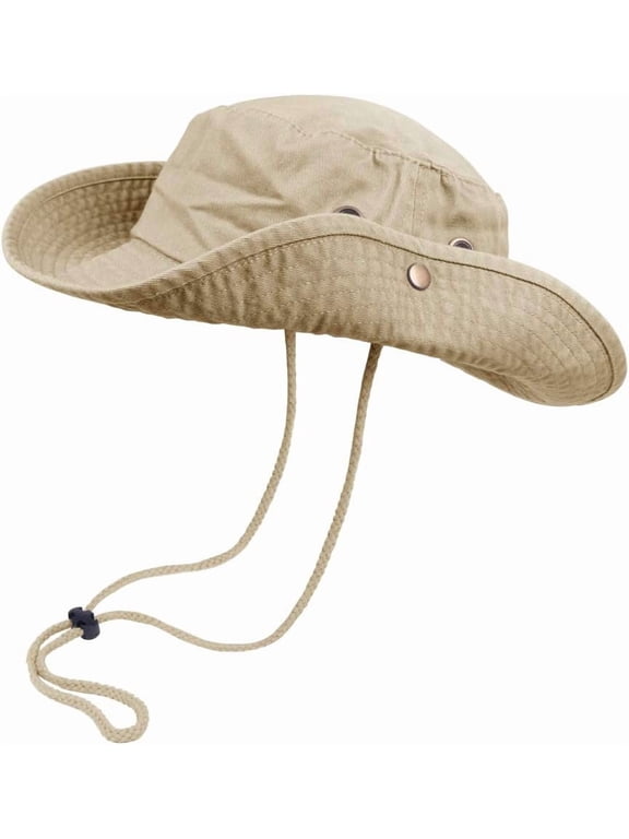 Bucket Hats with String Wide Brim Hiking Fishing UV Sun Protection Safari Unisex Boonie