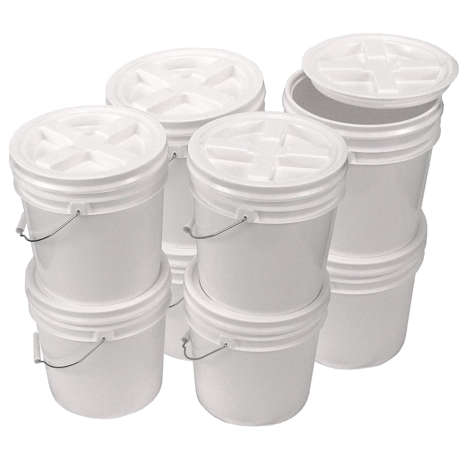 White 2 Gallon Bucket With Gamma Seal Lid - Food Grade HDPE, 65 Mil Wall Thickness, Stackable