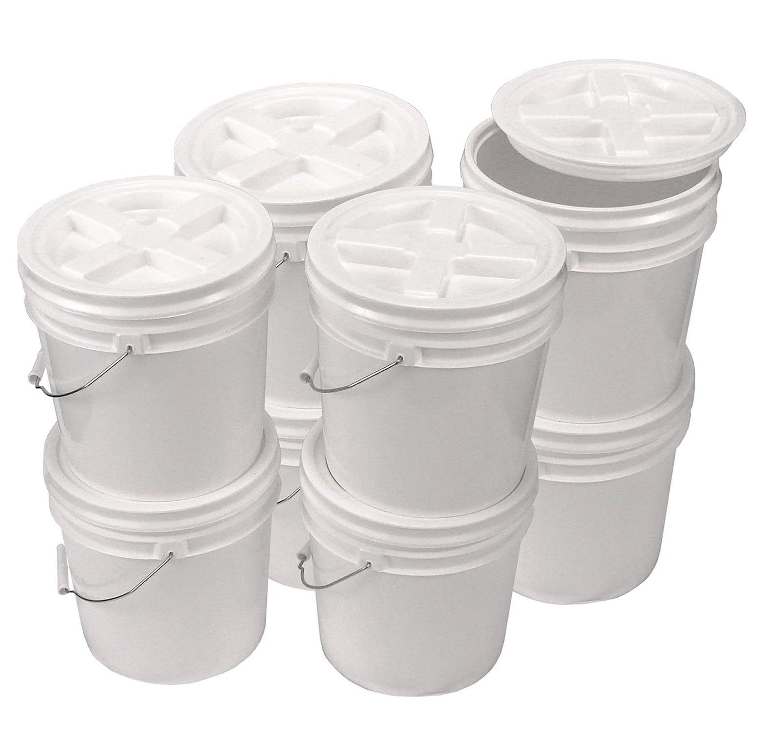 Bucket Kit, Eight White 2 Gallon Buckets with White Gamma Seal Lids