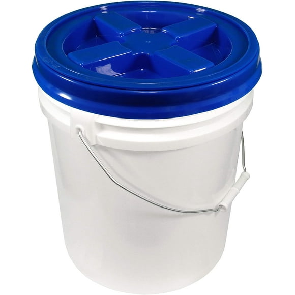 Bucket Kit, One White 5 Gallon Bucket 90 mil with Blue Gamma Seal Lid