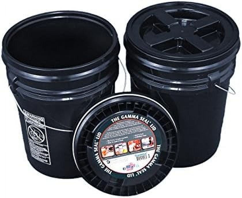 Bucket Kit, Two Black 5 Gallon Buckets With Black Gamma Seal Lids
