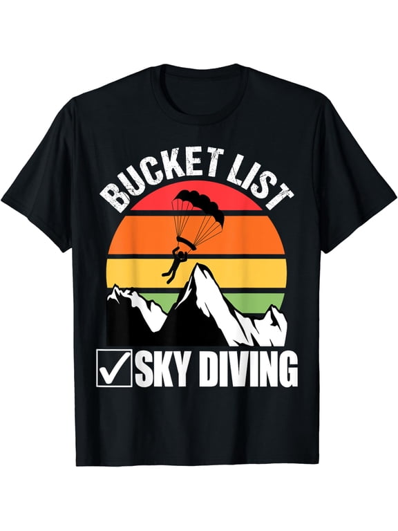Bucket List Sky Diving Vintage Skydiver Skydiving Parachute T-Shirt
