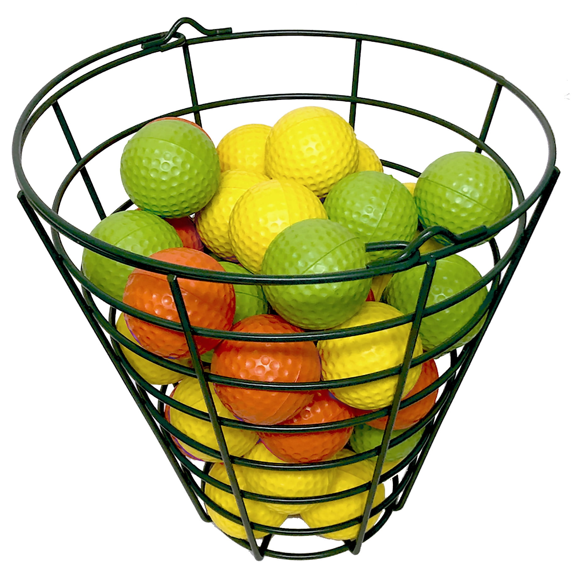 42 Multi-Color Foam Golf Ball-Size Indoor/Outdoor Limited Flight Practice Balls in Metal Range-Style Bucket