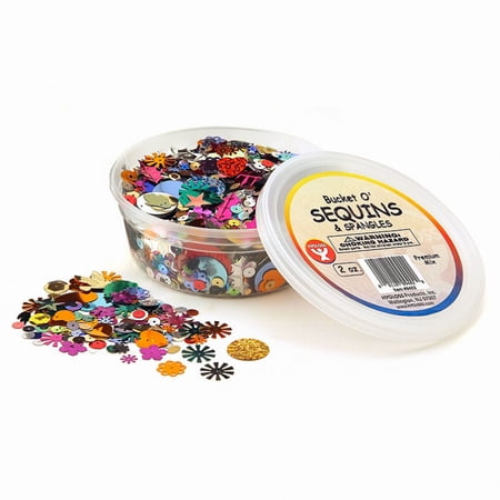 Hygloss Products Sequins and Spangles Variety Pack- Add Shimmer and Shine to Any Surface- 2 Ounce Bucket