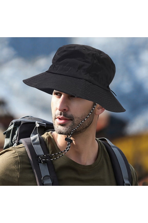 Bucket Rain Hat with Chin Strap Quick Dry Packable Boonie Sun Hat Safari Hat UV Protection