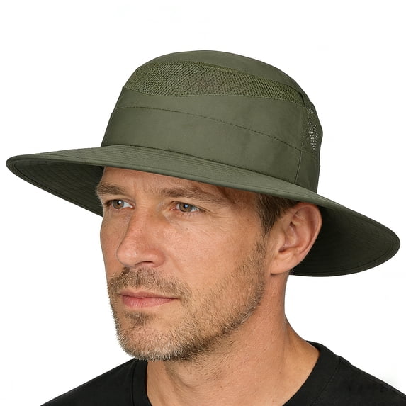 Bucket Summer Mens Sun Hat Water Repel Mesh Net Light Weight UV Protection Outdoor Cap by Solaris