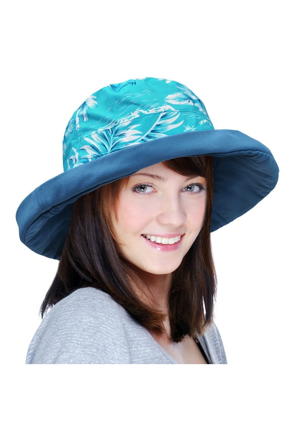 Bucket Sun Hat Cute Cap for Women Fashion Fold-up Brim Packable Summer Beach by Solaris