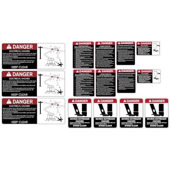 Bucket Truck Crane Truck Boom Truck Safety Decal Sticker Set Outrigger ...