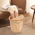 thumbnail image 1 of Modern Foot Tub,15.75" D × 15.75" H Wooden Foot Soak Footbath for Soaking Feet for Solid Wood Handmade Wooden Basin Set with Stool & Lid (Wood), 1 of 9