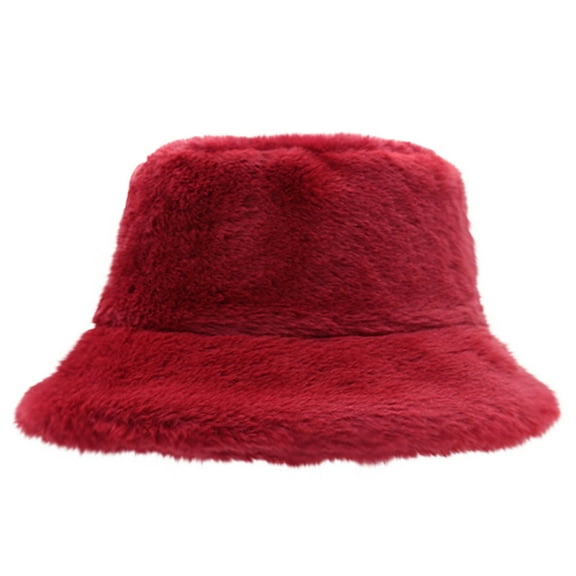 Bucket for Women Winter Hat Men Fuzzy Warm Women's Furry Fisherman Cap Casual Trips Sports Skiing Wine