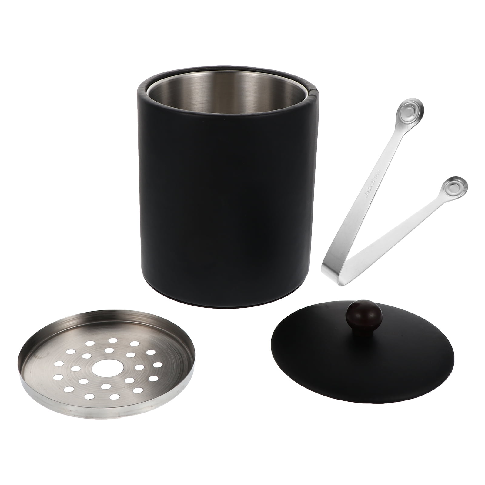 OUNONA Sturdy Ice Bucket for Storage Use Made of Stainless Steel Black Color Fits Various Occasions 1PC