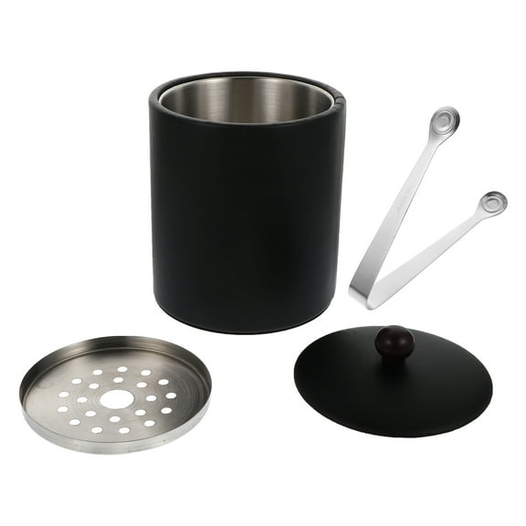 OUNONA Sturdy Ice Bucket for Storage Use Made of Stainless Steel Black Color Fits Various Occasions 1PC