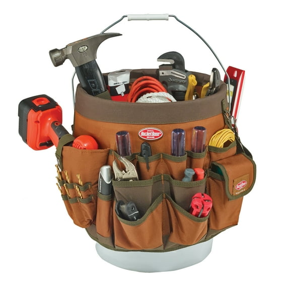 BucketBoss 10056 Bucket Boss 5 Gallon Bucket Canvas Tool Holder and Organizer with 56 Pockets for Bucket Organization