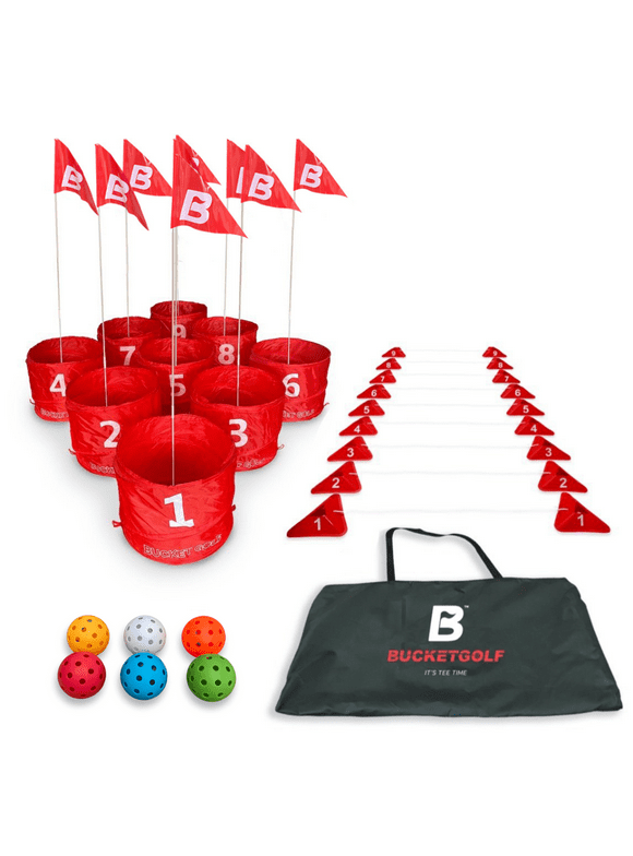 BucketGolf Pro 9 hole Course - The Ultimate Outdoor Golf Game for Kids, Adults, family.
