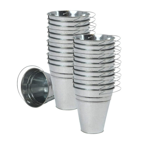Buckets Large Galvanized - 24 PCS (Silver)
