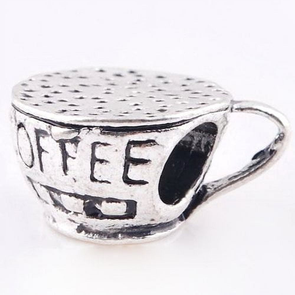 Buckets of Beads Silver Coffee Cup Charm for Pandora Bracelets - Pandora Necklaces