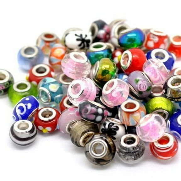 Buckets of Beads Ten Assorted Colored Murano Glass Bead Charms