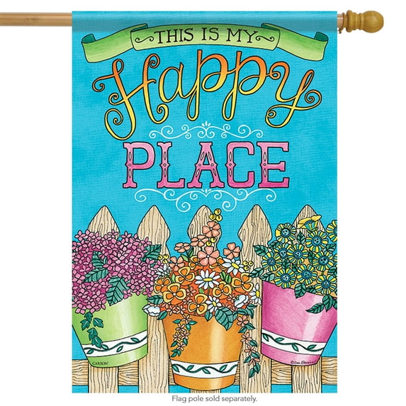 Buckets of Happiness Inspirational House Flag 2 Sided Flower Happy Place 28"x40"